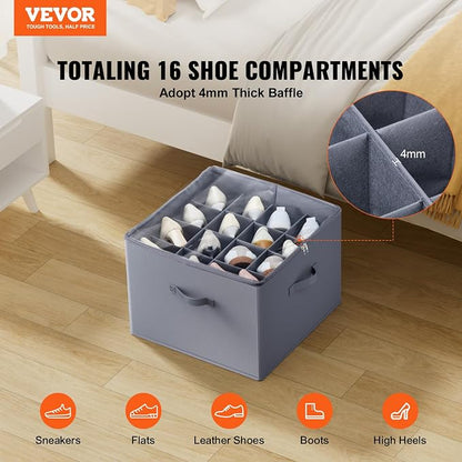 VEVOR Under Bed Shoe Storage Organizer, 1 Pack, 16 Compartments, Underbed Shoe - Image 2