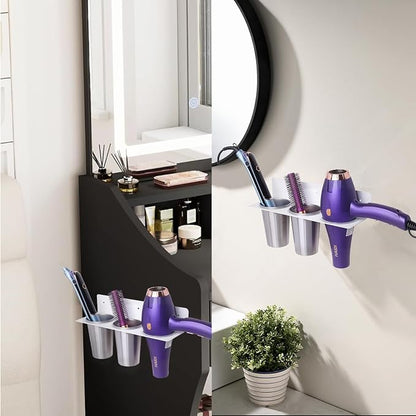Hair Tool Organizer, Hair Dryer Holder wtih 2 Cups, Hot Tool Organizer Wall - Image 2
