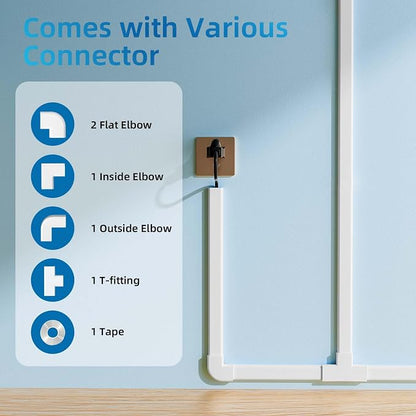 Yecaye 142in Wall Cord Hider for 3-4 Cords, On-Wall Cord Cover Channel - Image 3