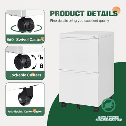 Letaya 2 Drawer Mobile File Cabinet - Image 7