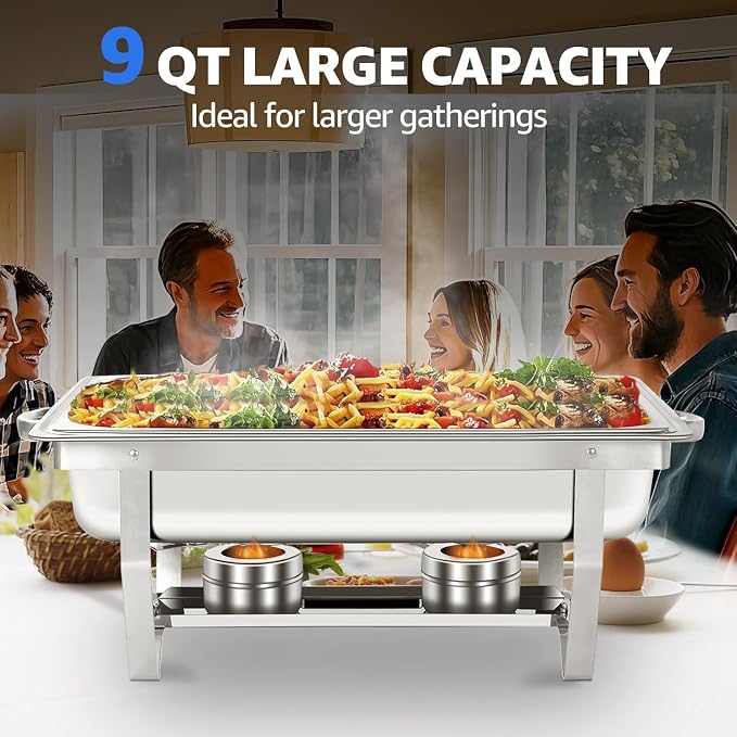 6 pack Chafing Dishes for Buffet of Stainless Steel Food Warmers 9 QT Chafers - Image 7