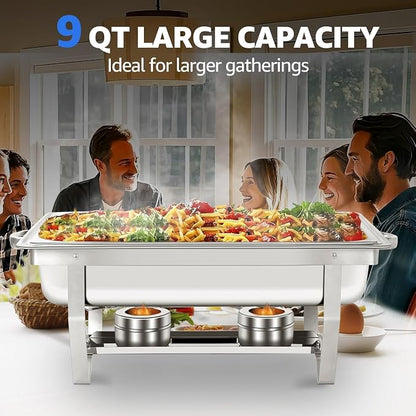 6 pack Chafing Dishes for Buffet of Stainless Steel Food Warmers 9 QT Chafers - Image 7