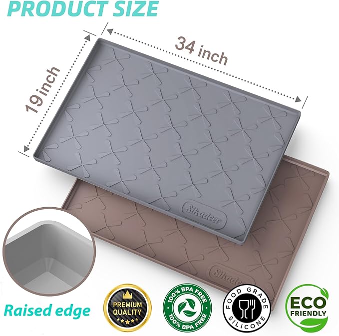 SIKADEER 34" x 19" Under Sink Mat Waterproof, Silicone Mat Kitchen Drawer Shelf - Image 3