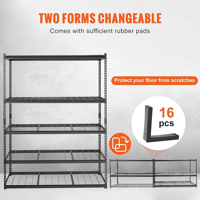 VEVOR Storage Shelving Unit 5-Tier Adjustable 2000 lbs Capacity Black | Heavy - Image 6