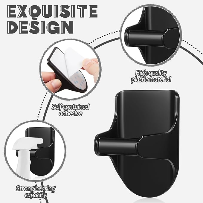 Taiyin 4 Pcs Wall Mount Spray Bottle Hooks Holder Spray Bottle Hanger Adhesive - Image 3