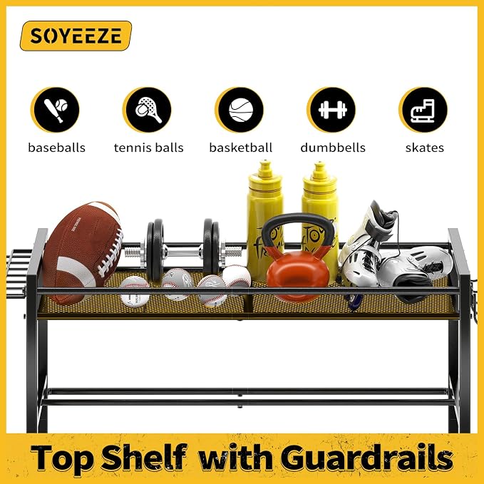 SOYEEZE Garage Sports Equipment Organizer-Large 5 Layer Ball Storage, - Image 2