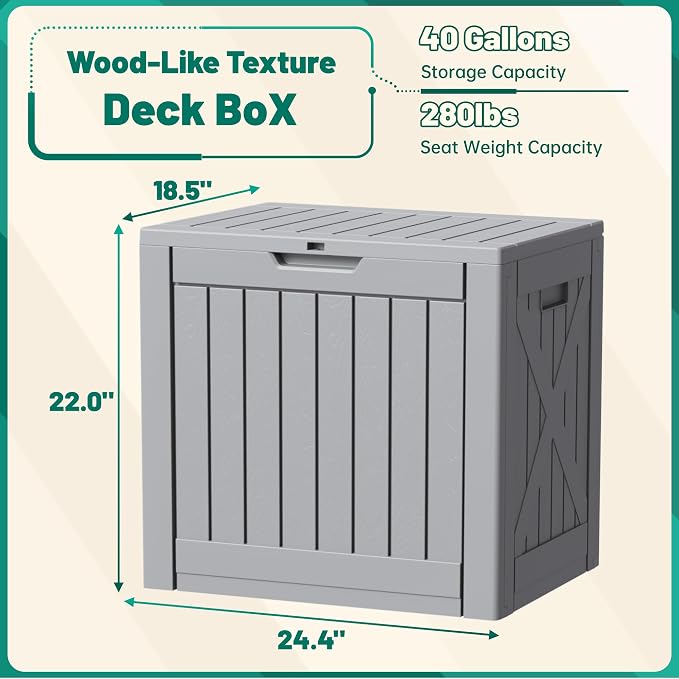 Devoko 40 Gallon Deck Box Outdoor Storage Box Waterproof - Image 7