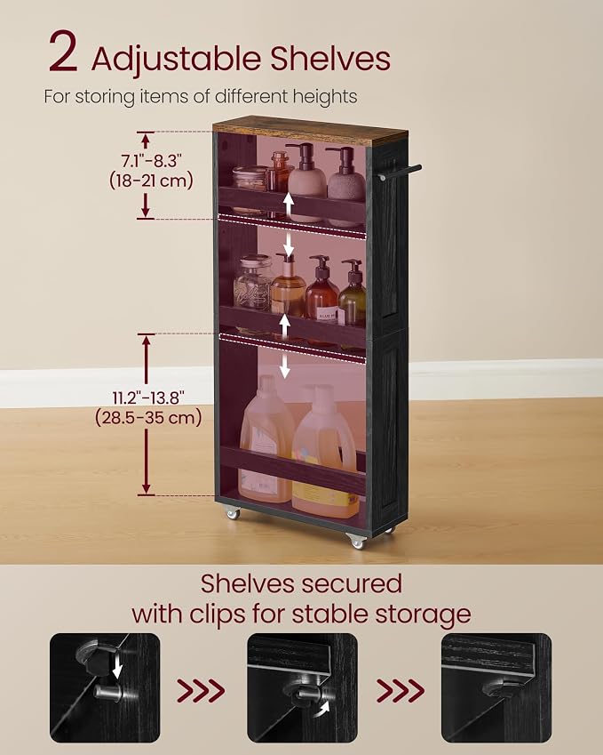 VASAGLE 4-Tier Slide-Out Storage Cart, Slim Kitchen Cart - Image 3