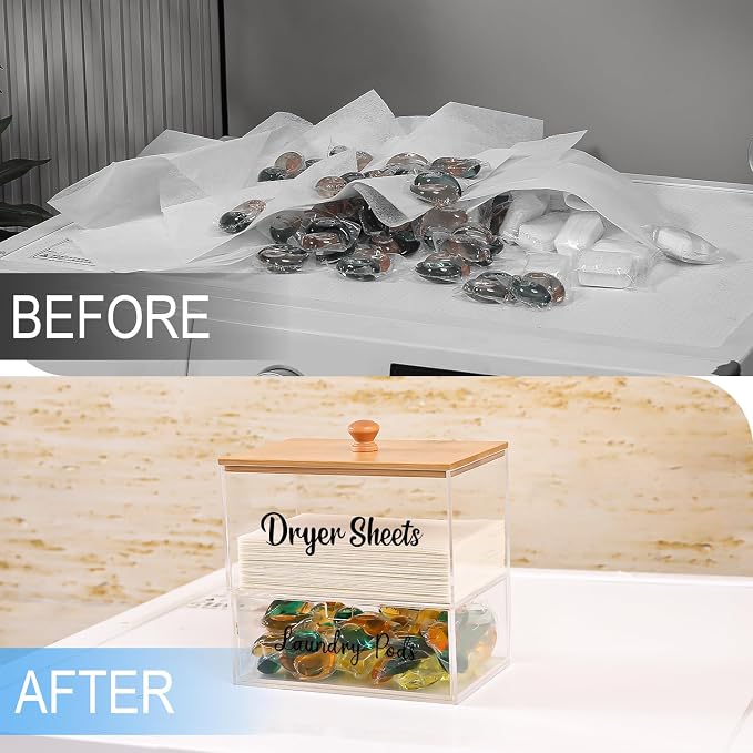 Acrylic Laundry Pods Contianer and Dryer Sheet Holder Set - Image 3