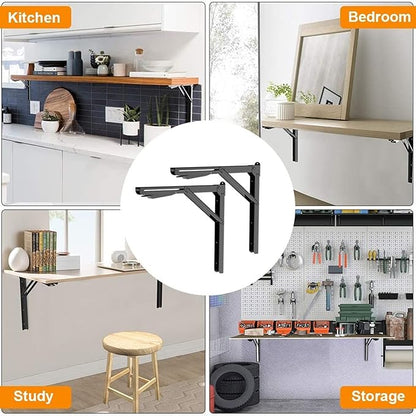 TORACK 24" Folding Shelf Brackets Heavy Duty Shelf Bracket Wall Mounted - Image 2