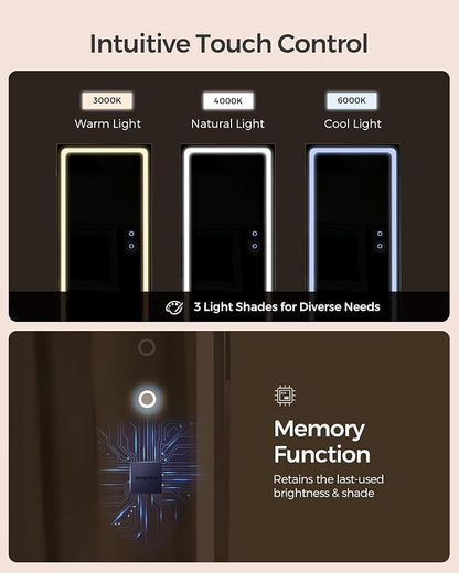 SONGMICS LED Mirror Jewelry Cabinet Armoire, Wall or Door Mounted Jewelry - Image 5