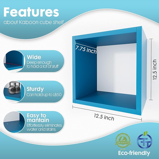 Cube Floating Shelves Set2, Display Shelves Wall Mount 7.75" D x 12.5" W x - Image 3
