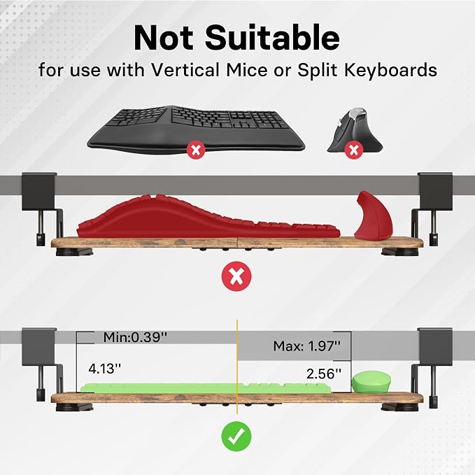 BONTEC KMT01 Under Desk Keyboard Tray, Pull-Out Keyboard & Mouse Platform - Image 6