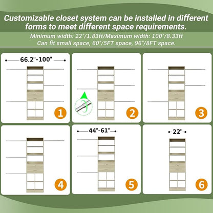 Besiost Closet System, 4-8 FT Closet Organizer Systems - Image 4