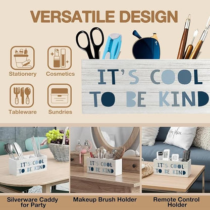 Boho Blue Pen Pencil Holder Organizer - Image 6