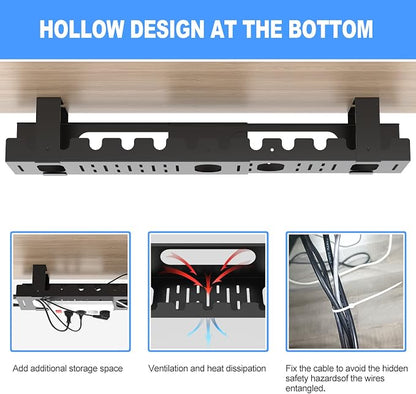 2PACKS Cable Management Under Desk Tray Adjustable Large Under Table Cord Wire - Image 4
