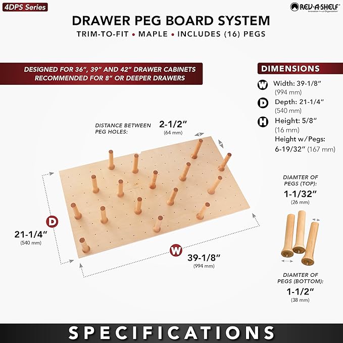Rev-A-Shelf Pegboard Drawer Divider Organizer, Trim to Fit Wooden Kitchen - Image 3