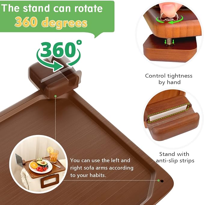Smatdecis Couch Arm Tray Table Sofa Arm Clip, Armrest Tray Table Suitable - Image 2