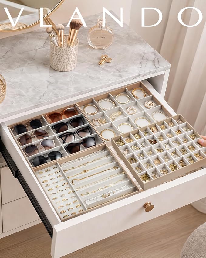 VLANDO Stackable Jewelry Tray, Drawer Organizer - Image 6