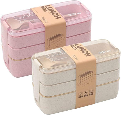 Rarapop 2 Pack Stackable Bento Box Japanese Lunch Box Kit by Rarapop