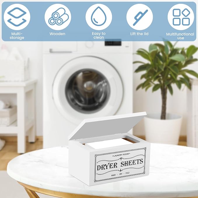 Dryer Sheet Holder and Lid, Dryer Sheet Container, Laundry Pods Dispenser - Image 2