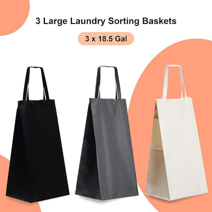 Heybly Laundry Basket, 3 x 18.5 Gal Laundry Separator Hamper - Image 6