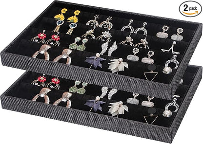 Julysky 2 Pcs/set Stackable Jewelry Organizer Trays，Earrings Tray+Earrings Tray by Julysky