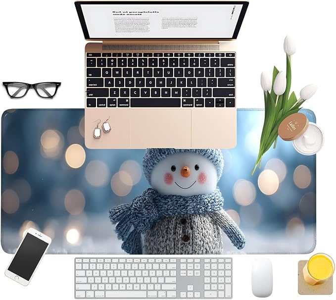 Christmas Snowman Gaming Mouse Pad 31.5"x11.8"Desk Mat Anti-Slip Rubber Base & - Image 8