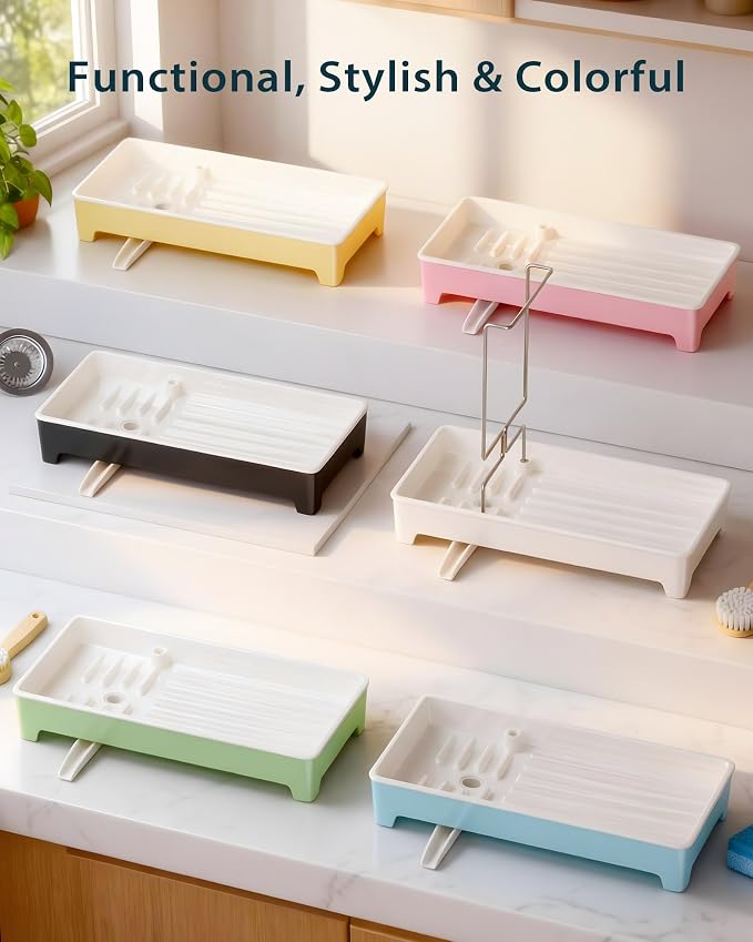Ceramic-Look Sink Caddy, Rustproof Sponge Holder - Image 3