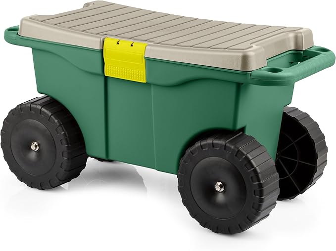 Rolling Garden Cart with Seat by PureGarden