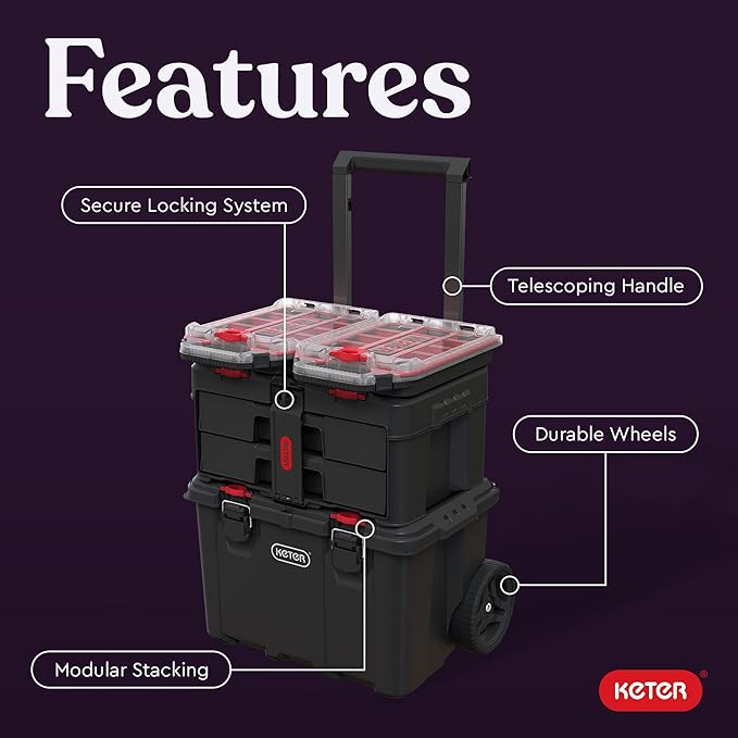 Stack N’ Roll 4-Piece Rolling Tool Storage System – Includes Large Rolling Tool - Image 3