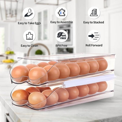 Egg Holder for Fridge, Automatically Rolling Egg Container for Refrigerator - Image 6