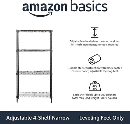 Amazon Basics 4-Shelf Steel Wire Storage Rack, Adjustable, Easy Assembly - Image 3