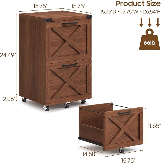 Halitaa Farmhouse 2 Drawer Small File Cabinet - Image 3