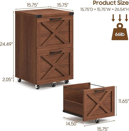 Halitaa Farmhouse 2 Drawer Small File Cabinet - Image 3