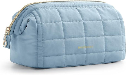 BAGSMART Puffy Padded Travel Makeup Bag, Wide-open Toiletry Bag, Sky Blue by BAGSMART