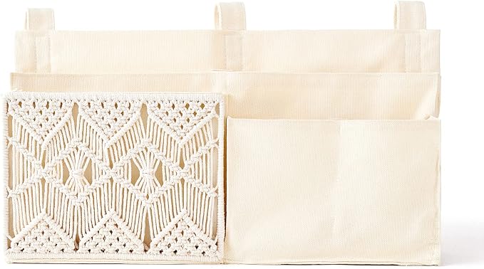 Mkono Bedside Caddy Hanging Organizer, Bunk Woven 7 Pockets Bed Storage Bag - Image 9