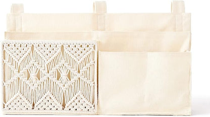 Mkono Bedside Caddy Hanging Organizer, Bunk Woven 7 Pockets Bed Storage Bag - Image 9