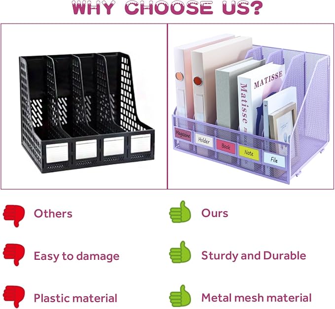 Desk Organizers, Metal Magazine File Holder - Image 4