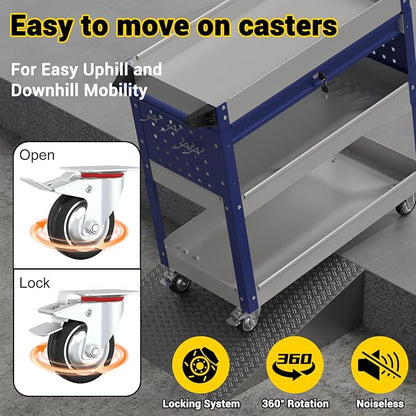 3 Tier Rolling Tool Cart on Wheels, 550 LBS Tool Cart - Image 5