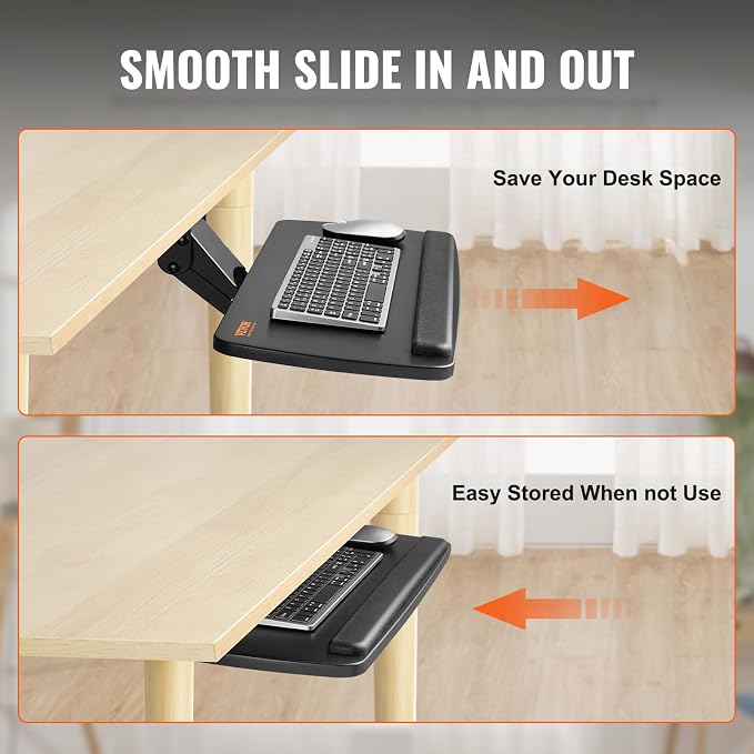 VEVOR Under-Desk Keyboard Tray, Adjustable - Image 4