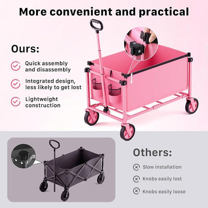 29.3" Collapsible Wagon Cart, 150L Heavy Duty Folding Utility Wagon - Image 6
