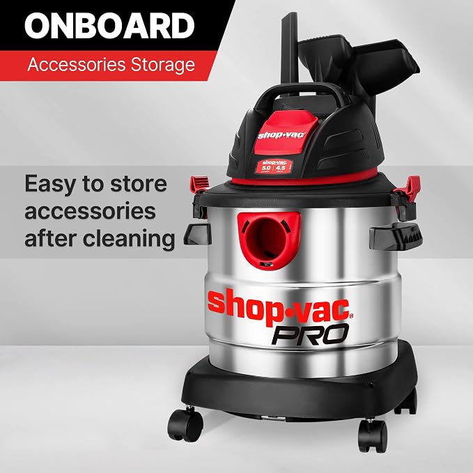 Shop-Vac 5 Gallon 4.5 Peak HP Wet/Dry Vacuum, Stainless Steel Tank, Portable - Image 2