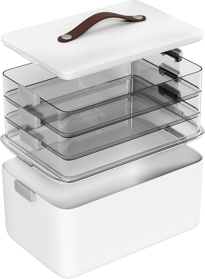 MOPALL 4-Tier Medicine Organizer Storage Box, Portable Latch Bin by MOPALL