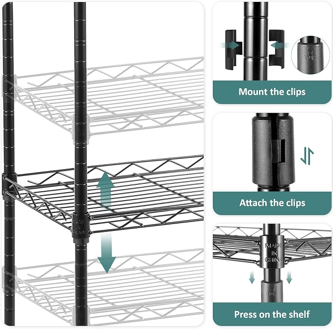 Homdox 6-Tier Storage Shelf Wire Shelving Unit Free Standing Rack Organization - Image 8