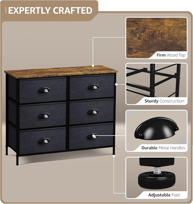 Sorbus Dresser with 6 Fabric Drawers - Image 4