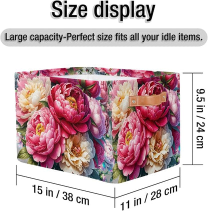 Pardick Basket Storage Bins Pink Flower Floral Rectangle Cube Basket Box Kids - Image 4