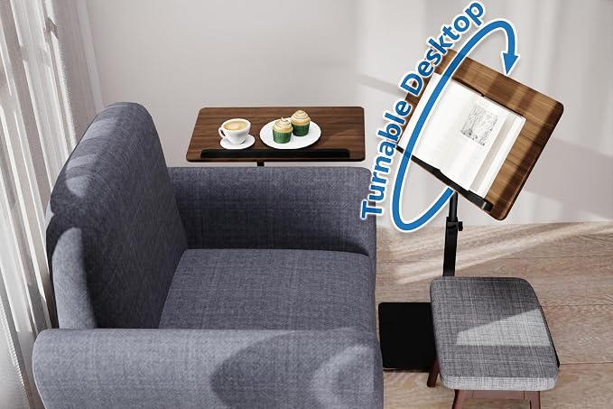 C Shaped End Table, Swivel and Turnable Desktop, Foldable Side Table - Image 3