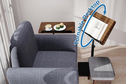 C Shaped End Table, Swivel and Turnable Desktop, Foldable Side Table - Image 3