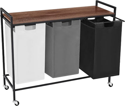 Laundry Sorter 3 Section, Rolling Laundry Hamper by Unknown